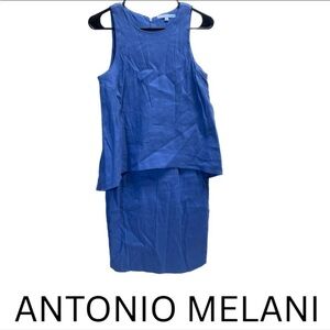 NWOT ANTONIO MELANI LINEN BLEND VIBRANT BLUE MINI DRESS. SIZE 2. MSRP: $159